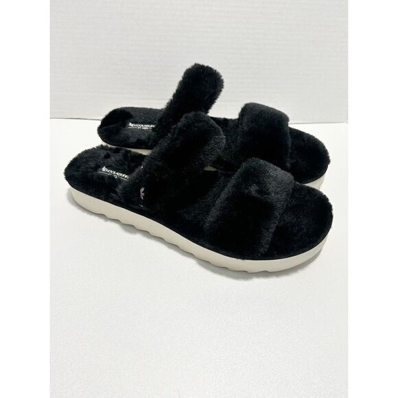 Koolaburra Shoes - Koolaburra Fuzz-On Faux Fur Sandal Slippers Slide On Black White Women’s Size 12